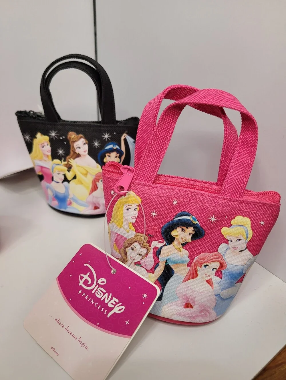 👉✨️Disney Princess Mini Tote Bag - Pink & Black Bundle Of 3